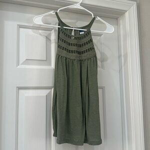 Olive green tank with cutouts